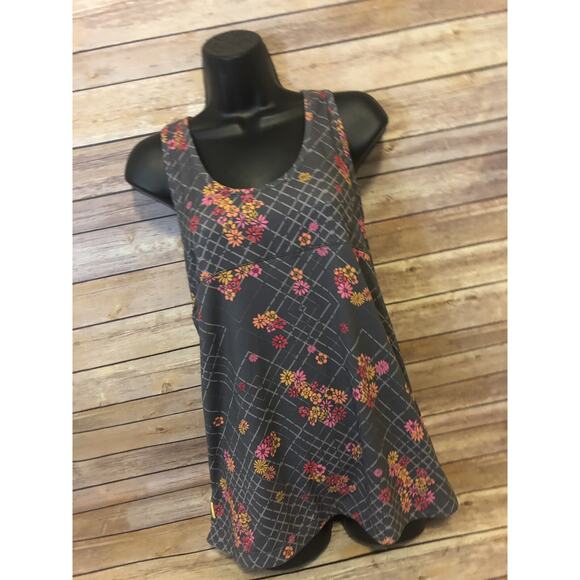 LOLE Womens Tank Top Size Small Gray Floral Razor Back Shirt Workout Running Fit - Picture 9 of 12
